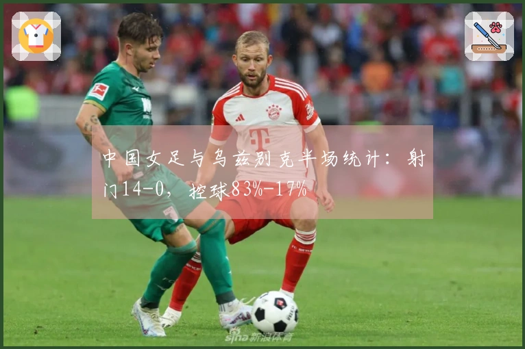 中国女足与乌兹别克半场统计：射门14-0，控球83%-17%